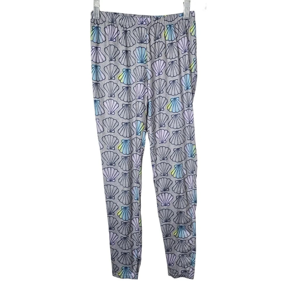 Arizona Gray Seashell Blue Yellow Pink Leggings Girls 10